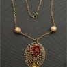 Rose Bienen Amulett Halskette Medaillon Blume handmade