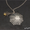Spinne im Netz Amulett - Gothic, Halskette, Halsschmuck, handmade
