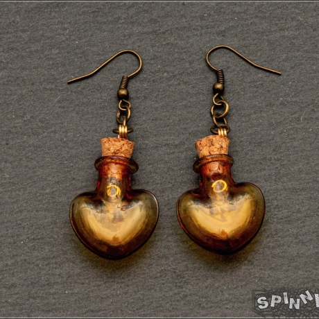 Glasflaschen Herzen Ohrringe - Ohrhänger Bohemian Geschenk