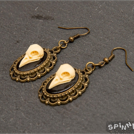 Vogel-Schädel Ohrringe Ohrschmuck Gothic Dark Victorian handmade