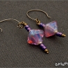 Bunte Glasperlen-Ohrringe „Lila Flamme“ –  Boho Vintage handmade