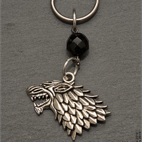 Wolfskopf Schlüsselanhänger -  Wolf, filigran, handmade, Metall