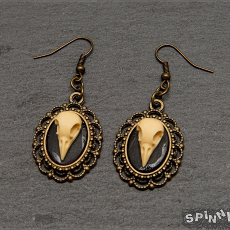 Vogel-Schädel Ohrringe Ohrschmuck Gothic Dark Victorian handmade