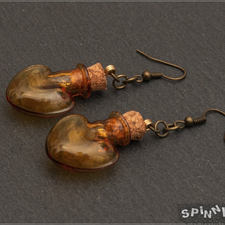 Glasflaschen Herzen Ohrringe - Ohrhänger Bohemian Geschenk