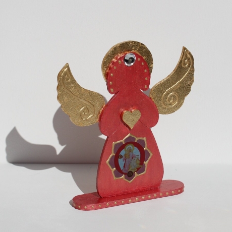 Ariel Engel des Neubeginns Glücksengel Figur in Rot Gold