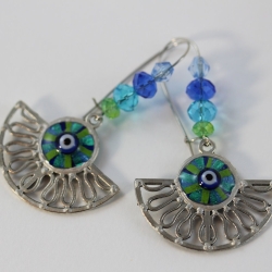 Mati Auge Glücksbringer Ohrhänger in Meeresfarben, handbemalt