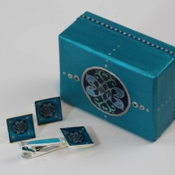 Manschettenknöpfe und Krawattennadel Set mit Delphin Mandala Manschettenknöpfe und Krawattennadel Set mit Delphin Mandala