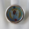 Engel Ring mit Erzengel Gabriel in runder Fassung, blau hellblau