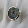 Engel Ring mit Erzengel Gabriel in runder Fassung, blau hellblau