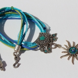 Dekorative Halskette mit Glücksbringer Auge in Sonne Anhänger