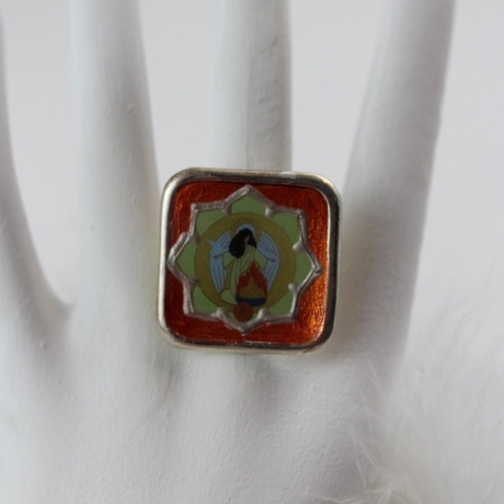 Engel Ring mit Erzengel Uriel in Lotus Blume, Damenring orange