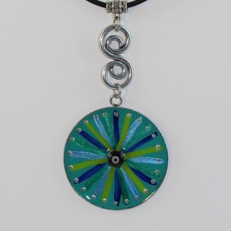 Halskette mit Spirale und Mati Glückbringer Auge türkis blau