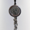 Lange Friedenstaube Halskette mit Kordelkette in Grau Schwarz