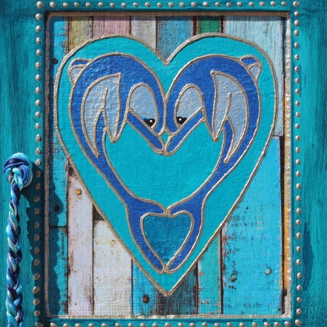 Boho Stil Shabby Vintage Schlüsselkästchen mit Delphin Motiv