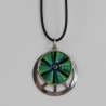 Halskette mit Glücks Auge in Meerblau und Frieden Peace Symbol
