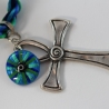 Halskette mit Ankh Kreuz und Glücksbringer Auge in Türkis Blau