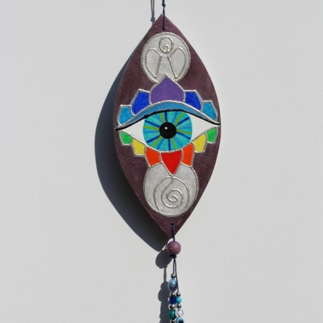 Glücks Auge Wand und Tür Deko mit Chakra Lotus Lila Violett