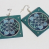 Dekorative Quadrat Ohrringe mit Delphin Mandala petrol grün blau
