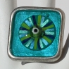 Ring mit Glücksbringer Auge in Quadrat Fassung, türkis grün