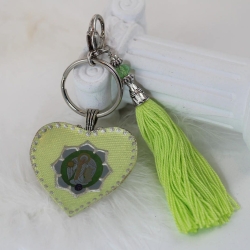 Erzengel Metatron Charm mit Quaste, Engel Herz Anhänger grün