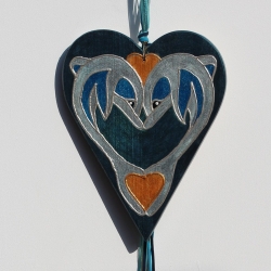 Herz Wand Deko Bild mit Delphin Paar, Tür Dekoration Delfine Herz Wand Deko Bild mit Delphin Paar, Tür Dekoration Delfine