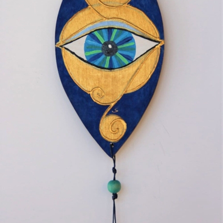 Mati Auge Wand oder Tür Deko mit Spirale in Blau Gold