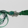 Quasten Halskette mit Hamsa Fatima Hand und Glücks Auge, grün