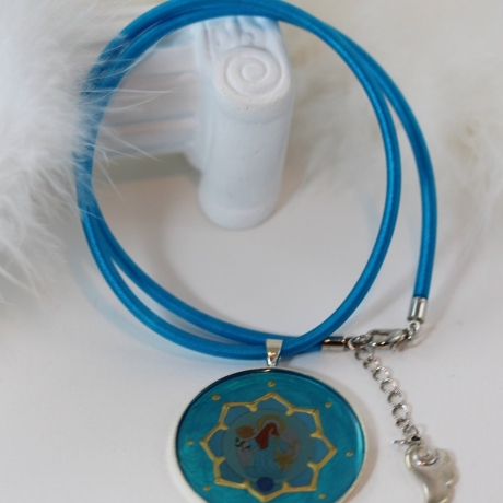 Erzengel Sandalphon in Lotus Halskette, Engel Kette Türkis Blau