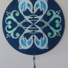 Mandala Wandbild mit Delphinen, Delfin Gemalde rund meerblau