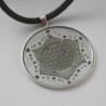 Halskette mit Blume des Lebens, Lebensblume in Lotus Kette Grau