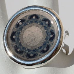 Mond Mandala Ring in Grau Dunkelblau, Mondgöttin Unikat Schmuck