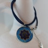 Engel Collier Kette in Blau mit Erzengel Michael in Lotusblume