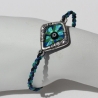 Armband mit Glücksbringer Auge in Rhombe mit Flechtkordel blau