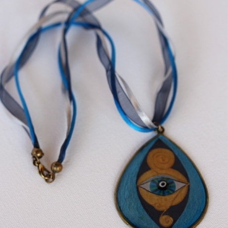 Amulett Halskette mit Auge, Glücksbringer Damen Schmuck Türkis