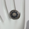 Ring mit Mond Mandala in runder Fassung, Mondgöttin Schmuck blau