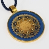 Halskette mit Sonne in Blau Gelb Gold, Sonnen Mandala Schmuck