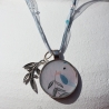 Unikat Halskette mit weißer Taube und Zweig, Friedenstaube Kette