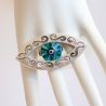 Damen Ring mit Auge in filigranem Rahmen Blau Grün Türkis,