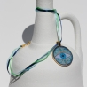 Halskette mit Glücks Auge in Keltischem Knoten an Bänderkette