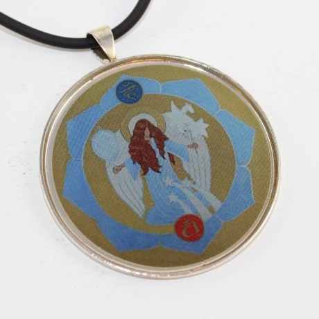 Engel Halskette mit Erzengel Gabriel Anhänger an Kautschukkordel