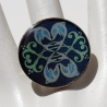 Unikat Delphin Mandala Ring, Damenring mit Delfin Motiv, blau