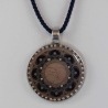 Dekorative Halskette mit Maya Mond Mandala Anhänger, blau silber