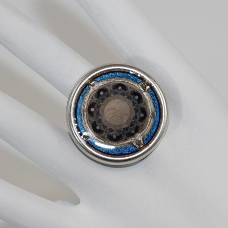 Ring mit Mond Mandala in runder Fassung, Mondgöttin Damenschmuck