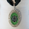 Engel Halskette, Erzengel Raphael Anhänger an Seidenband, grün