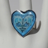 Herz Ring Delphin Motiv, Delfinpaar Damenring herzförmig blau