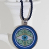 Halskette mit Keltischer Knoten Auge Anhänger blau an Kordel