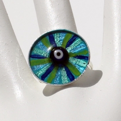 Ring mit Glücksbringer Talisman Auge in Türkis Petrolblau Grün Ring mit Glücksbringer Talisman Auge in Türkis Petrolblau Grün