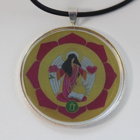 Engel Kette mit Erzengel Jophiel, Schutzengel Halskette pink