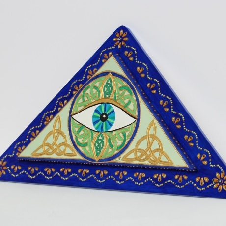 Dreieck Wandbild mit Glücksbringer Auge in keltischem Knoten