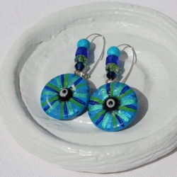 Boho Stil Ohrringe mit Glücksbringer Auge und Peace Symbolen